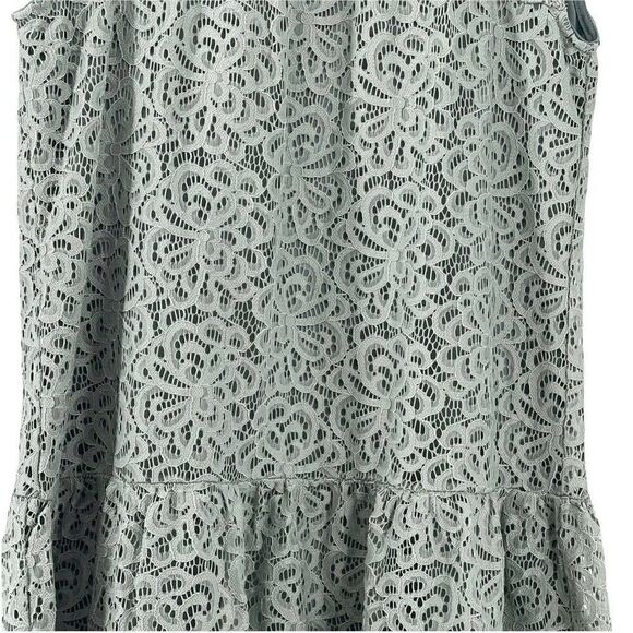 Green Lace Dress High Neck Bohemian Victorian Mini Sleeveless Jodi Kristopher XS - Picture 3 of 8